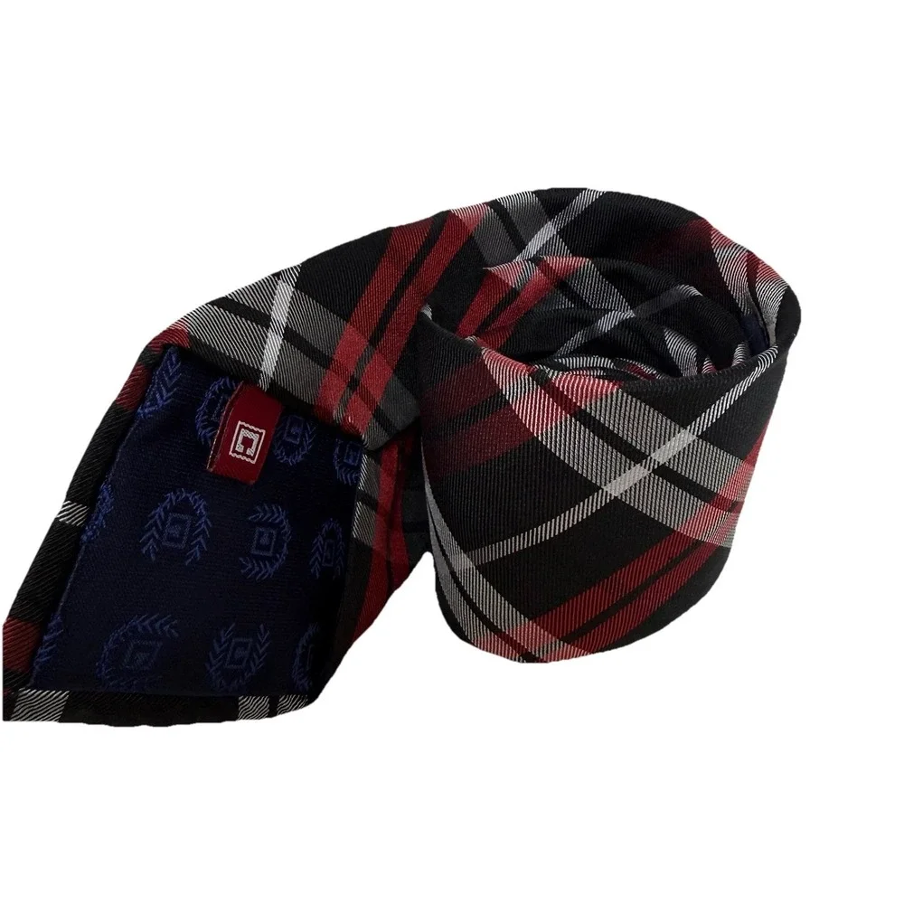 Chaps Tie Stripes Mens Necktie 100% Silk Red Black Formal Business Work Occasion
